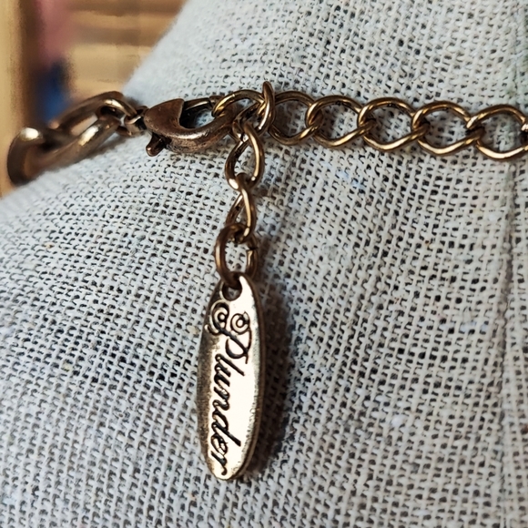 Plunder Brand Clear Rhinestone Oxidized Brass Tone Statement Necklace Art Deco - Picture 4 of 9